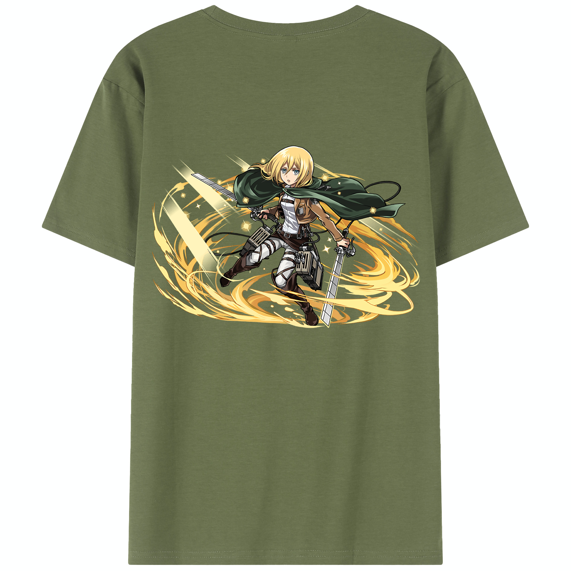 （画像用） 進撃の巨人 クリスタ·レンズ Attack on Titan Christa Lenz 綿100％半袖Tシャツ（背面プリント）
